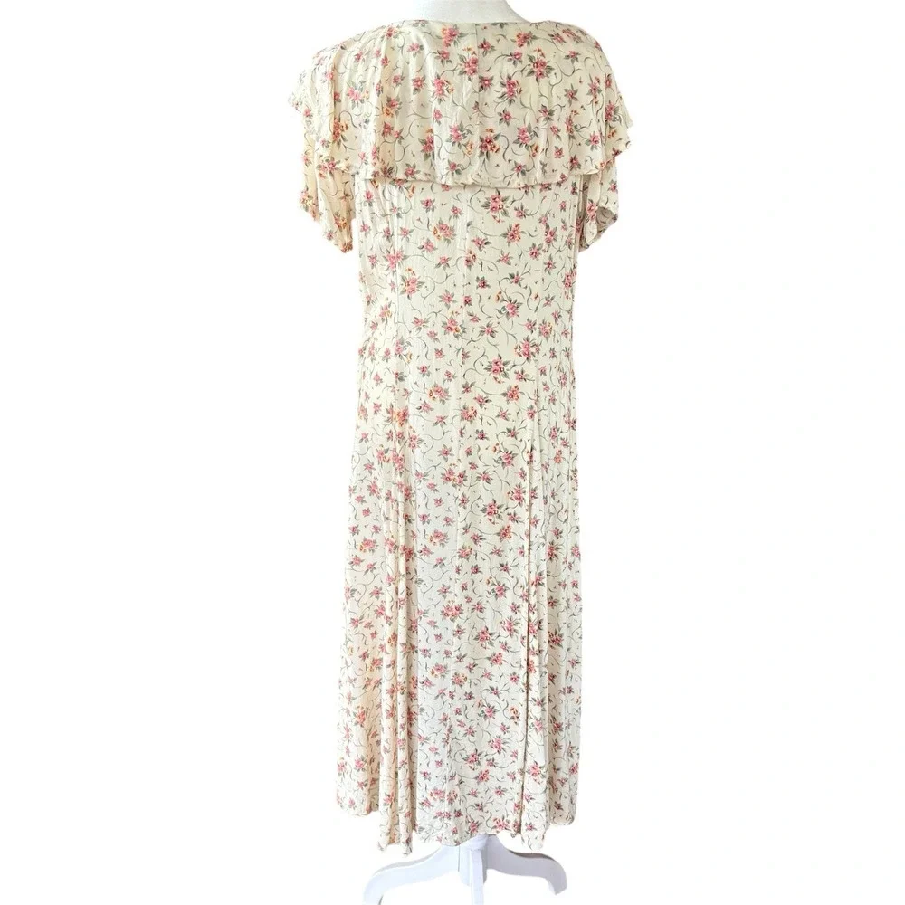 Vintage Floral Maxi Dress 11/12 Modest Cottagecore Feminine Button Coquette - Picture 4 of 7
